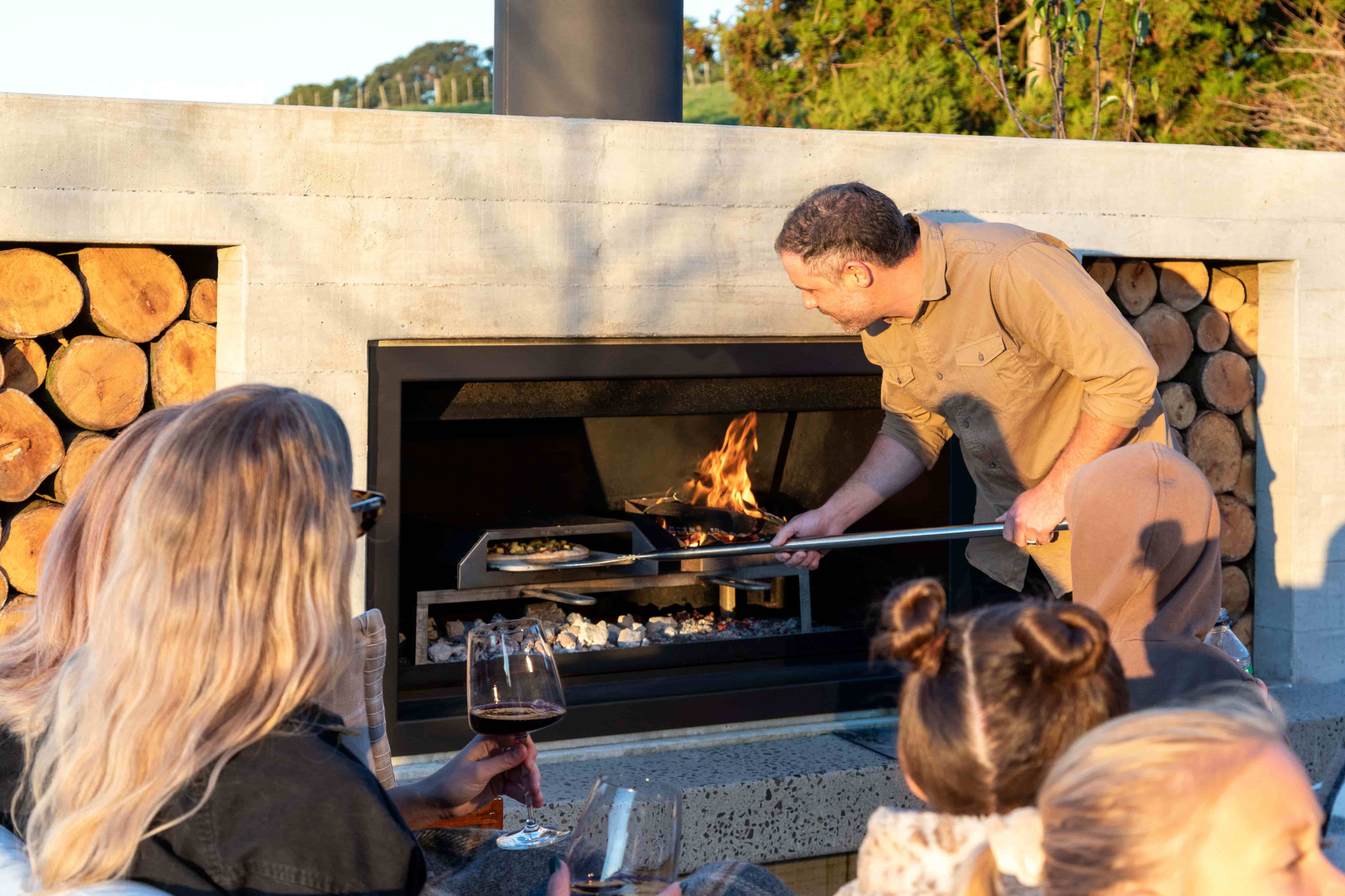 Outdoor fireplace cooking experience